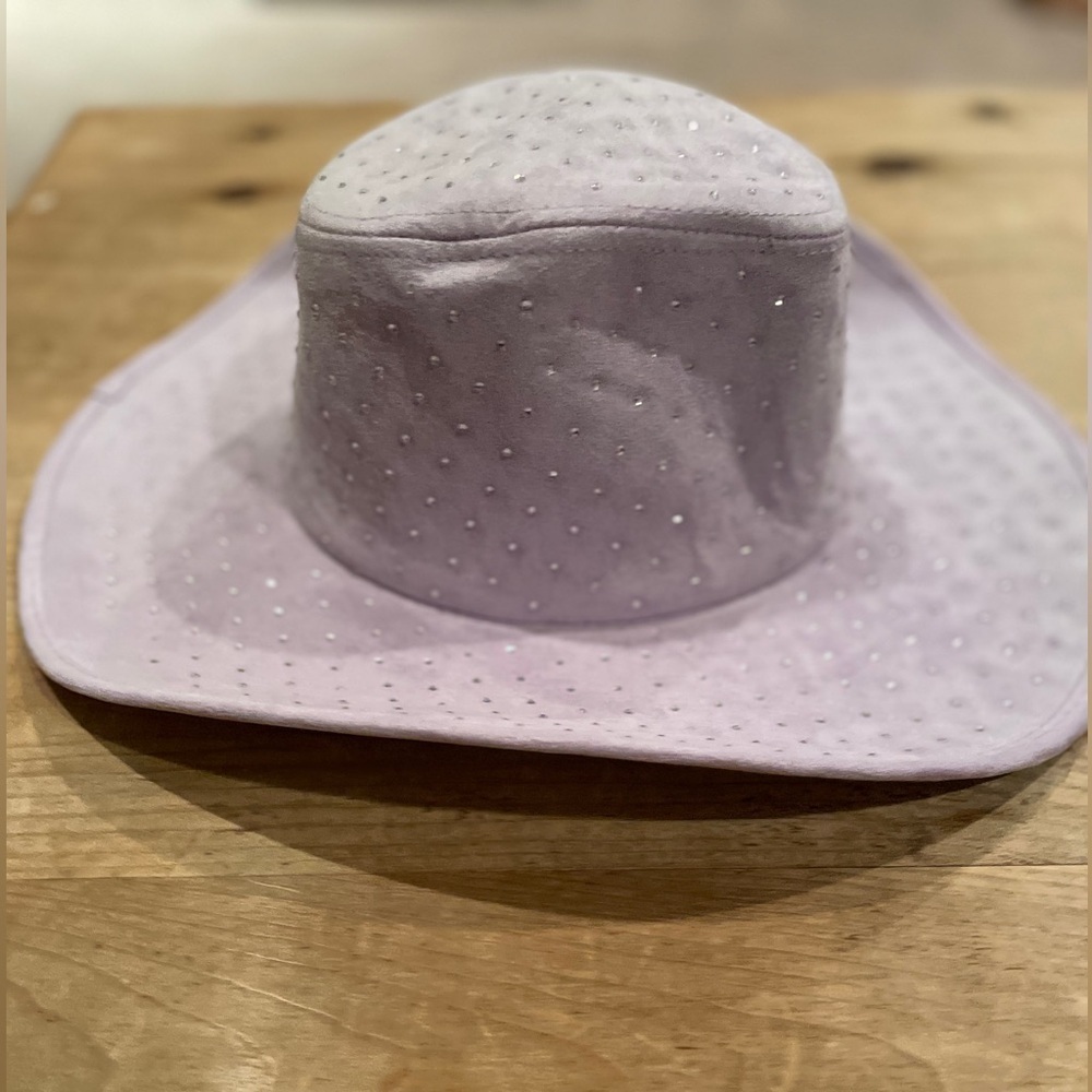 Women’s Lavender Rhinestone Country Western Bling Wide Brim Hat OS